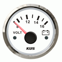 Voltmeter Gauge - Model - CPVR - 8~16V - SS 316 - White - KY13100 - Kusauto